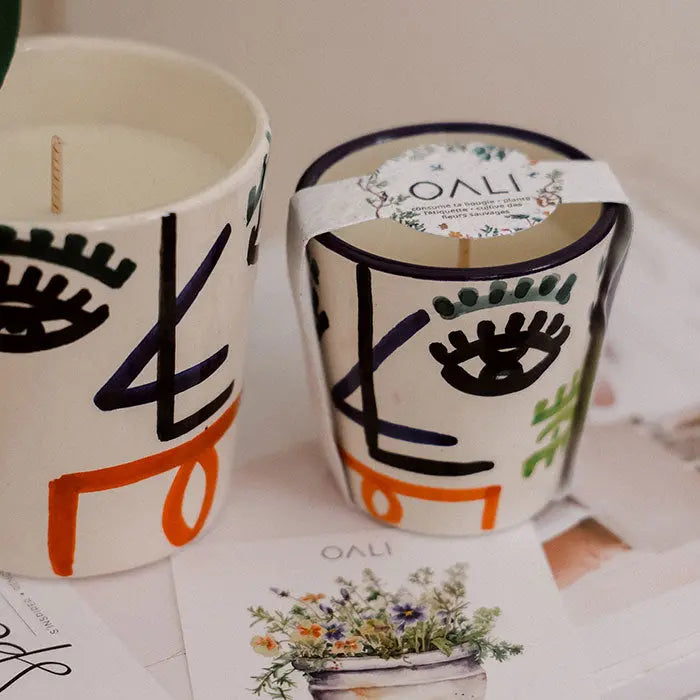 Bougie artisanale senteur Bois de Santal, fabriquée à la main avec une cire végétale